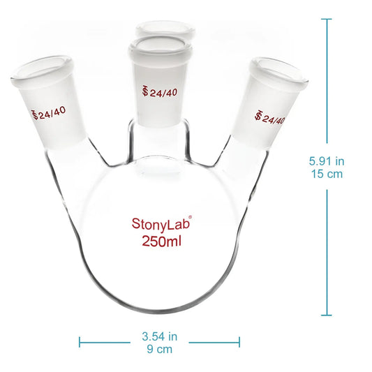4 Neck Round Bottom Flask, 24/40 Standard Taper Outer Joint, 500/1000 ml - StonyLab Flasks - Round Bottom 
