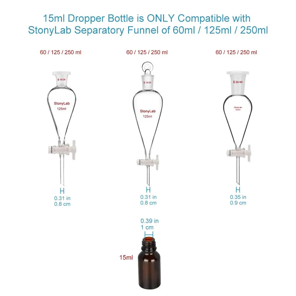 15 ml Amber Dropper Bottle, Glass Dropper with Inner Plug and Label Bottles - Dropper Bottles