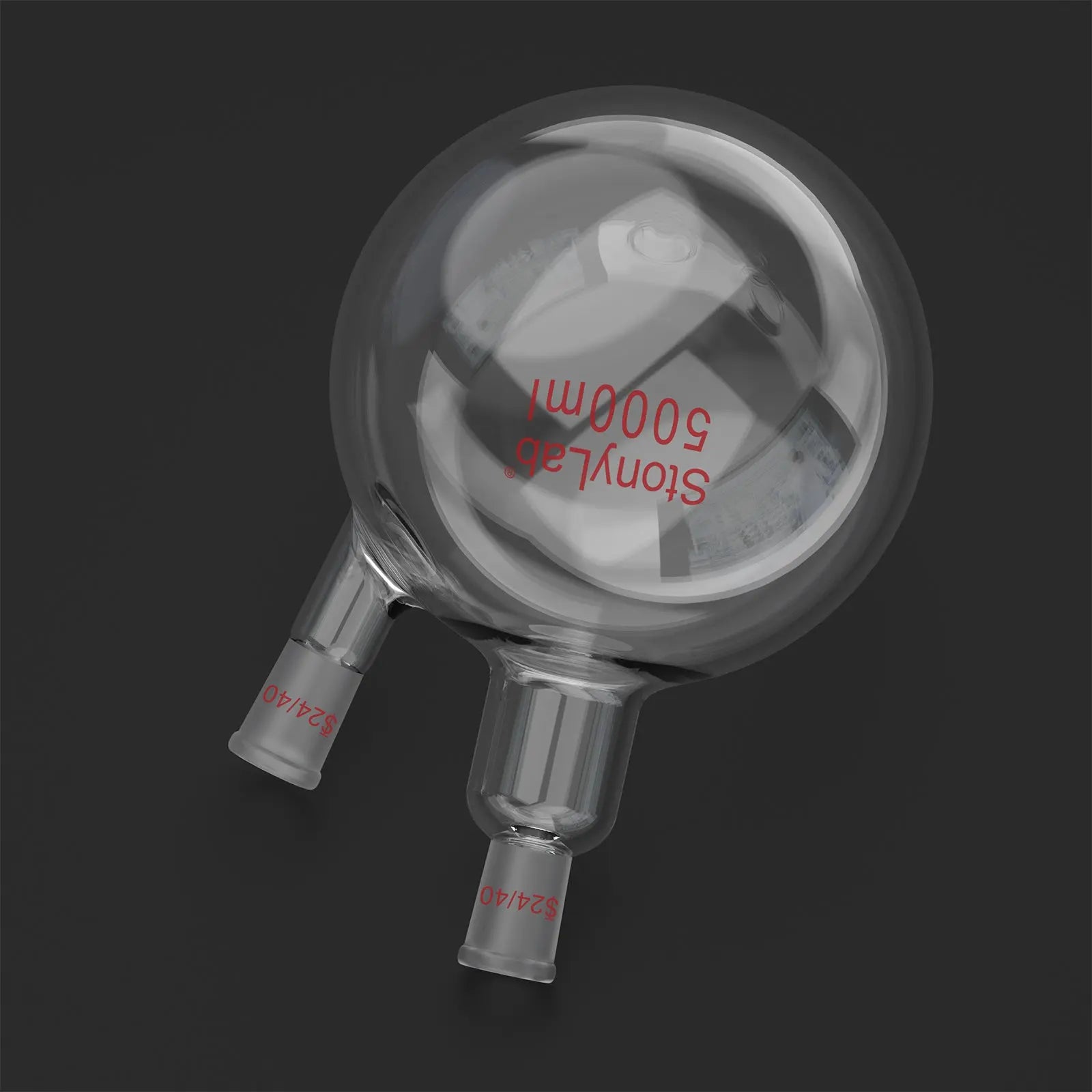 Comprehensive product view and setup components for StonyLab 2-Neck Round Bottom Flask with 24