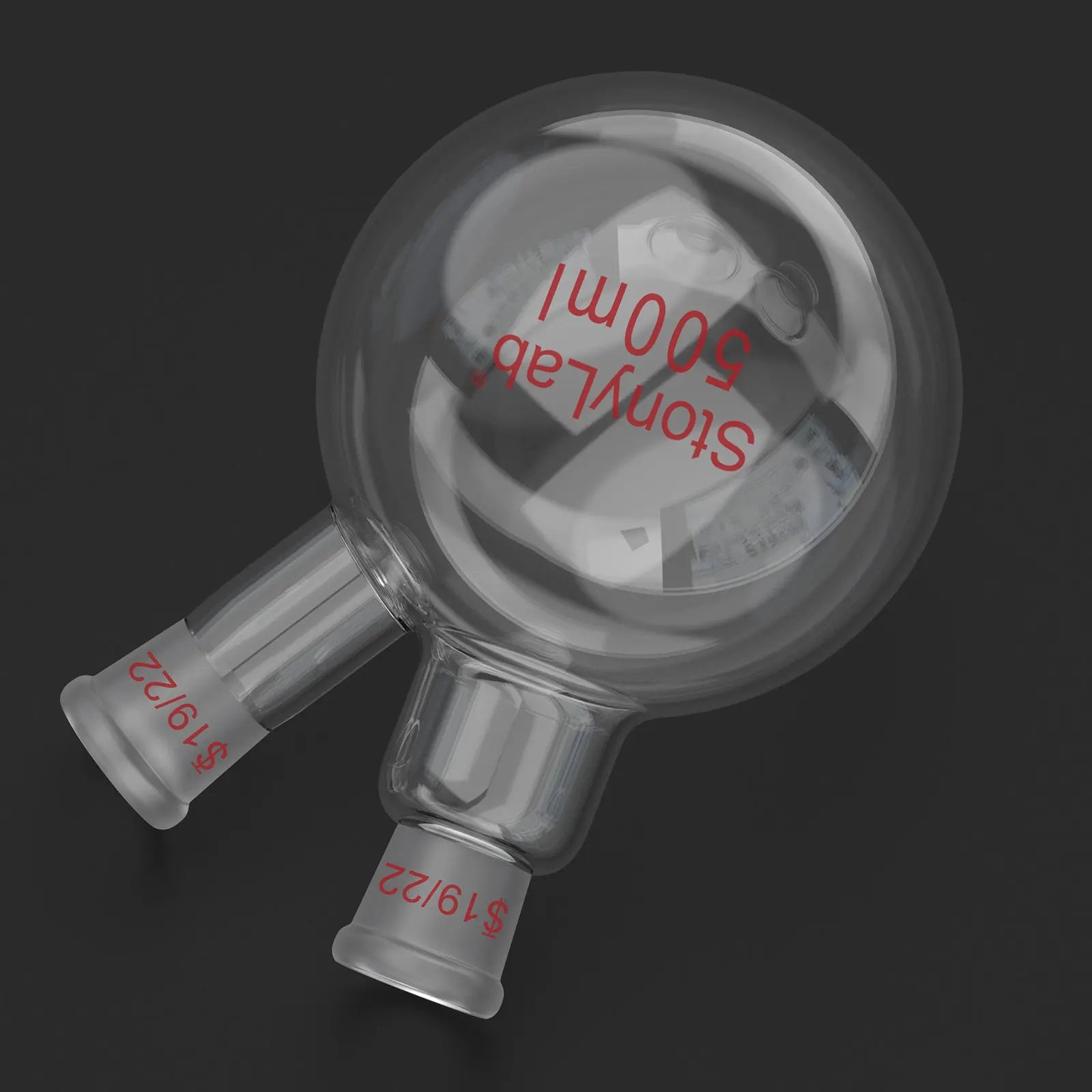 Alternative angle showing underlying build quality of StonyLab 2-Neck Round Bottom Flask