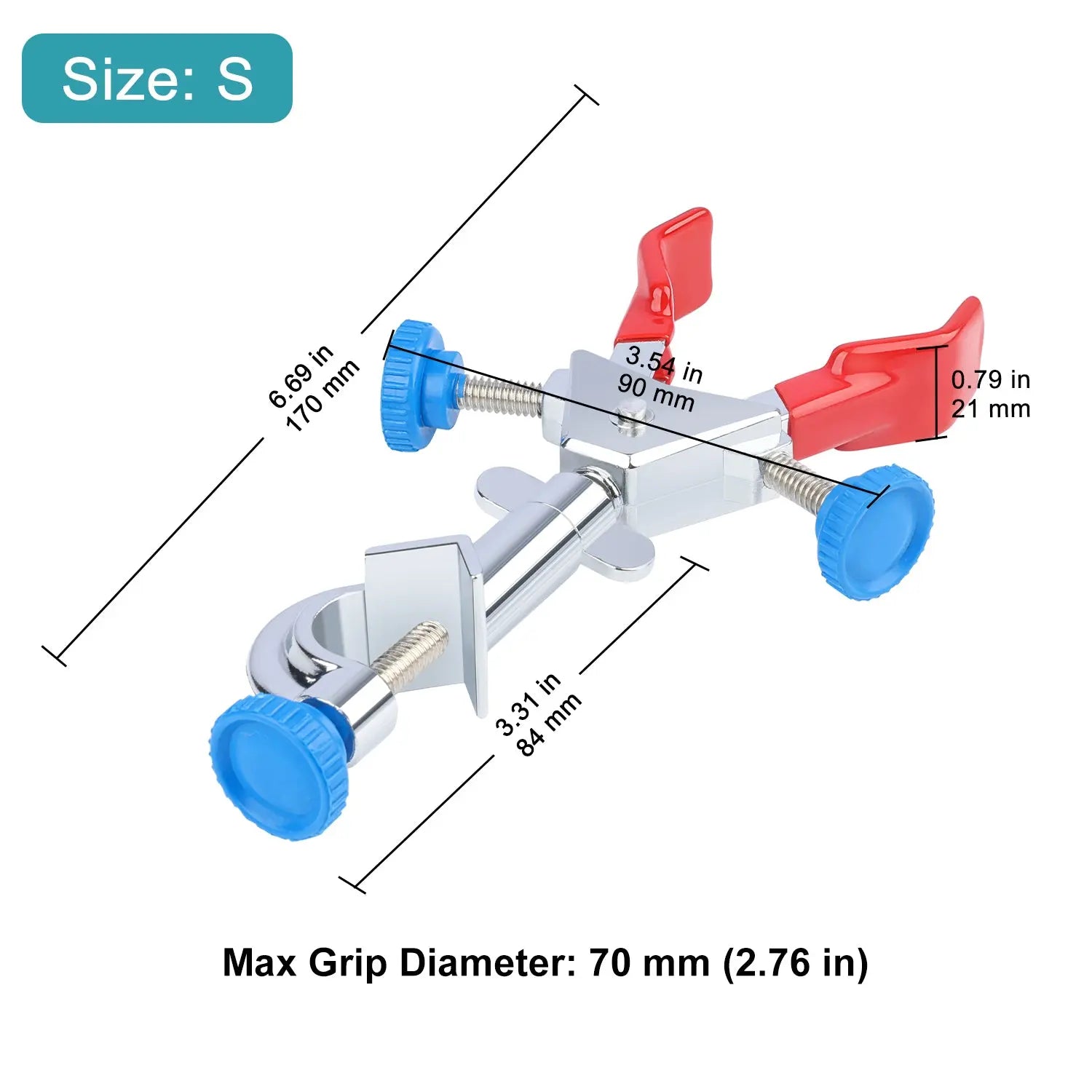 Close-up view showing the precise design and material of StonyLab 2-Prong Dual Adjust Swivel Clamp