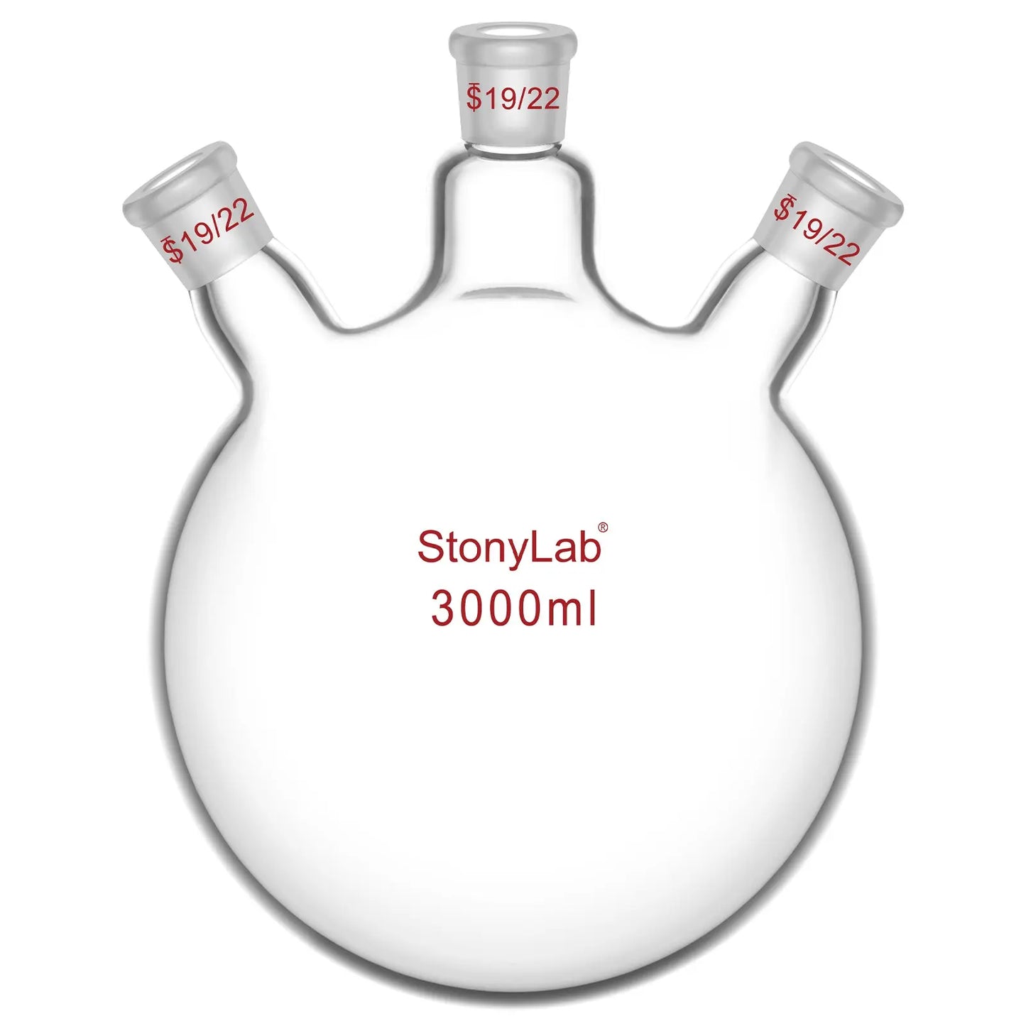 3 Neck Round Bottom Flask, 19/22 Joints, 50-5000 ml Flasks-Round Bottom-3 Neck