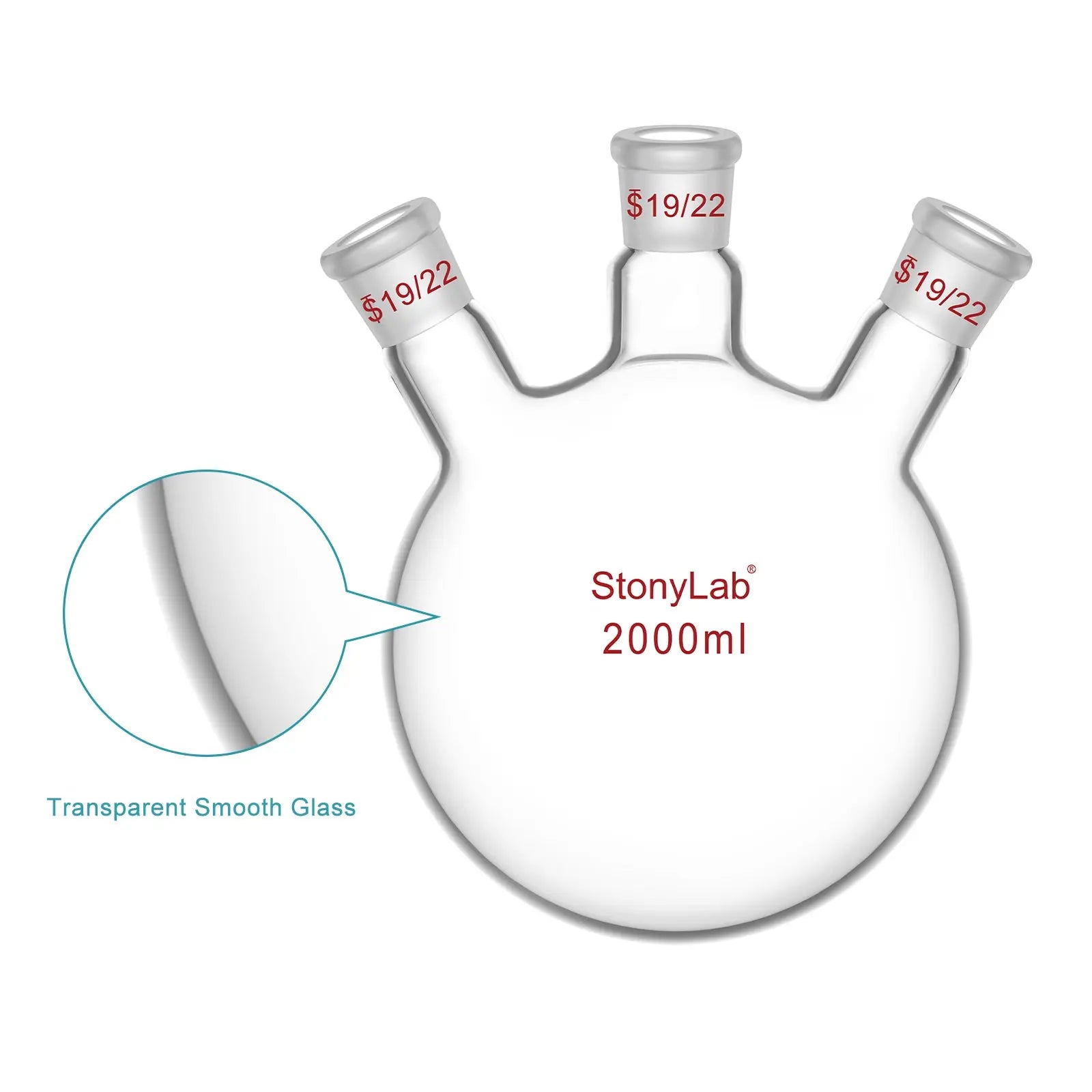 Detailed structural assembly component for StonyLab 3-Neck Round Bottom Flask
