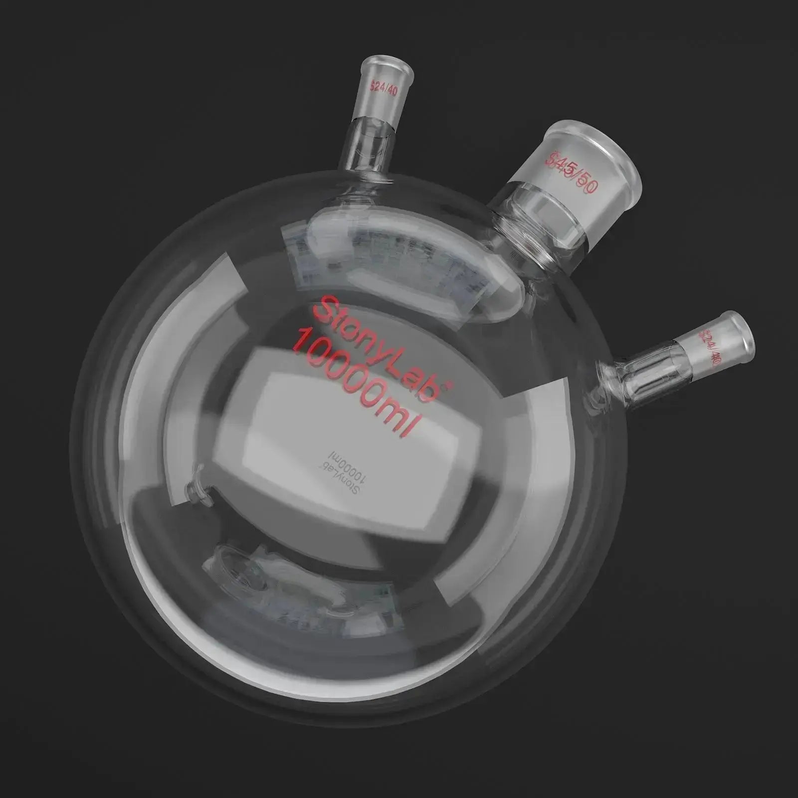 Comprehensive product view and setup components for StonyLab 3-Neck Round Bottom Flask