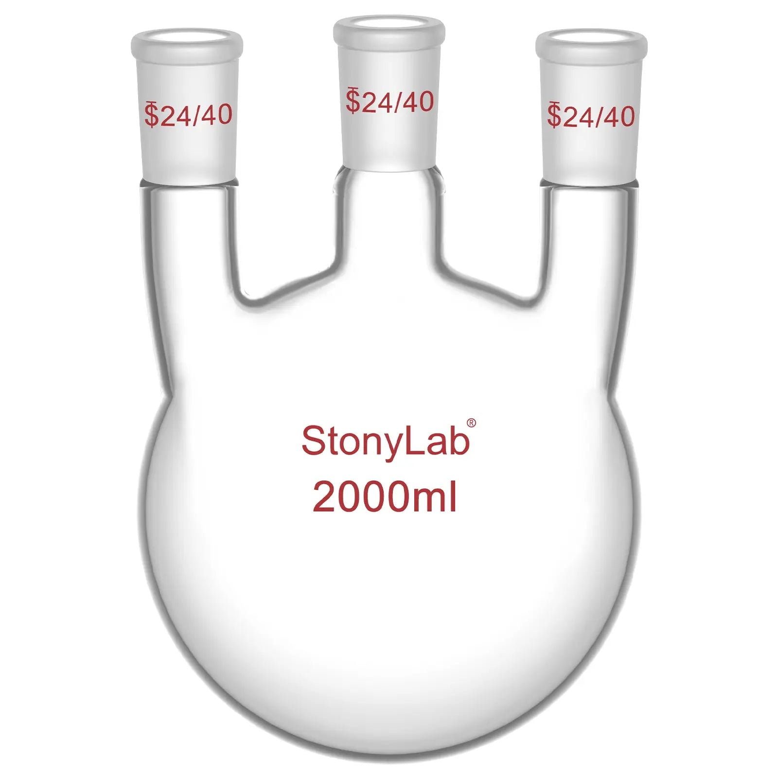 Comprehensive product view and setup components for StonyLab 3-Neck Straight Round-Bottom Flask