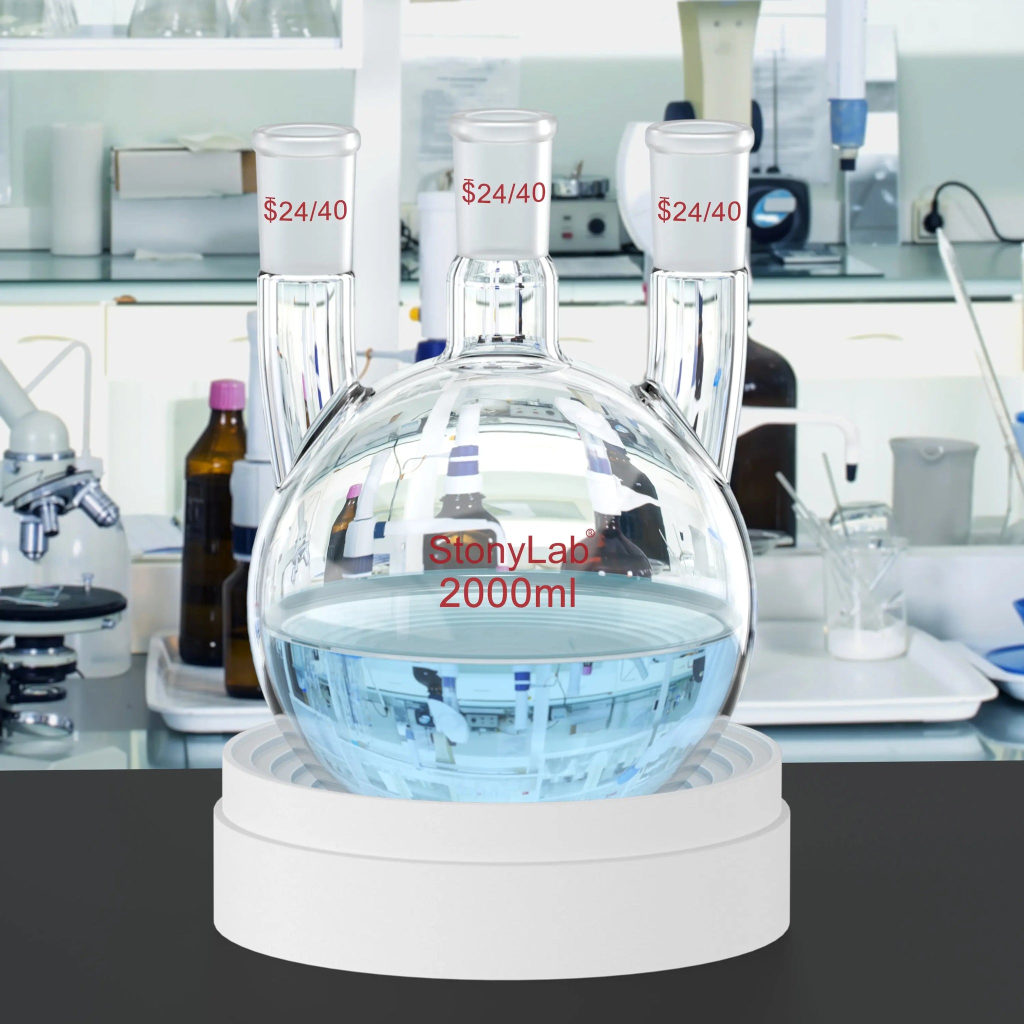 Detailed structural assembly component for StonyLab 3-Neck Straight Round-Bottom Flask