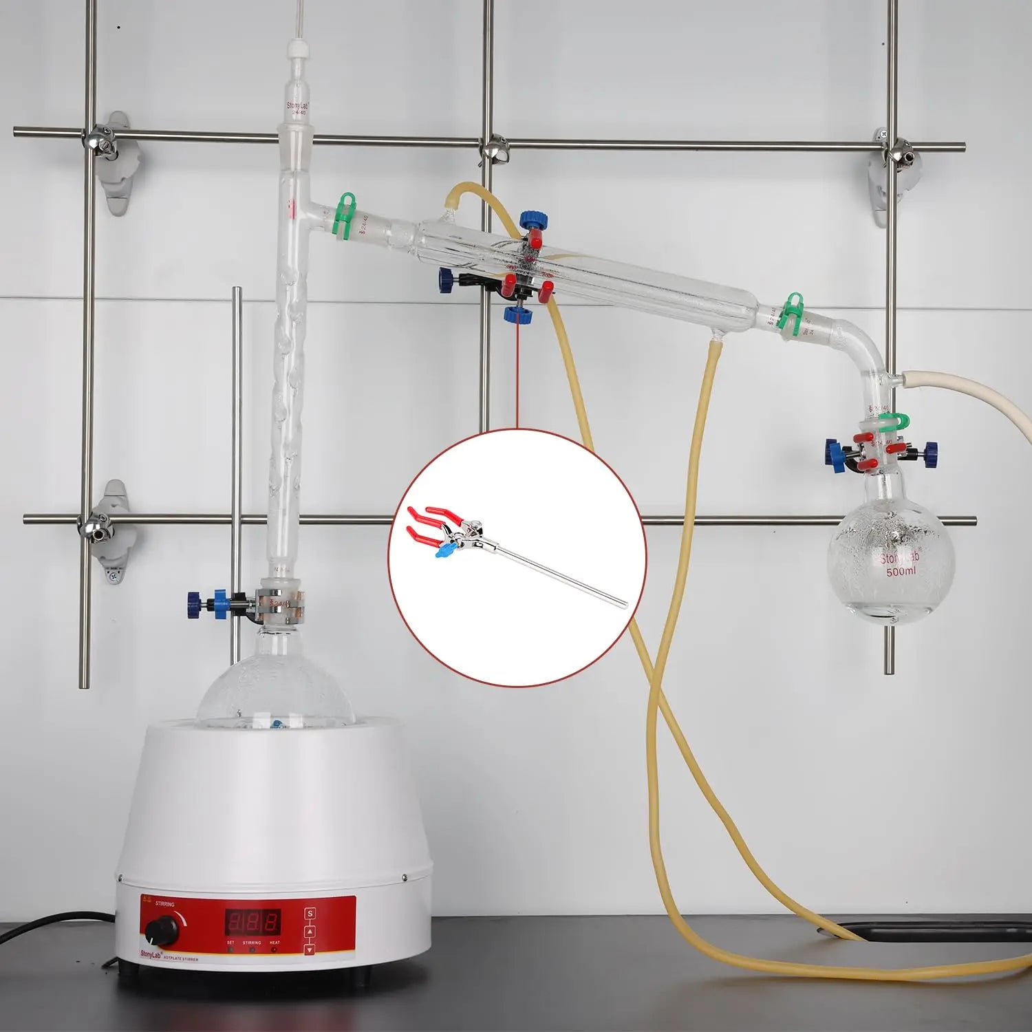 Comprehensive product view and setup components for StonyLab 3-Prong Swivel Clamp