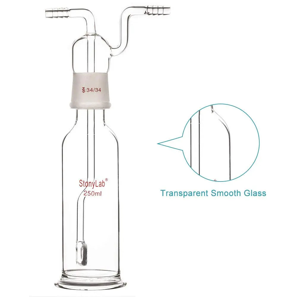 Detailed structural assembly component for StonyLab Gas Washing Bottle with Fritted Dispersion Tube