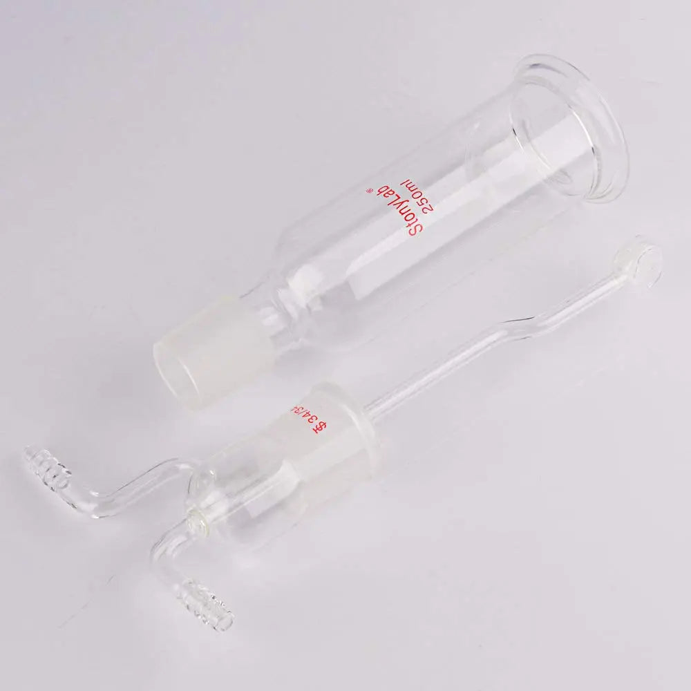 Alternative angle showing underlying build quality of StonyLab Gas Washing Bottle with Fritted Dispersion Tube