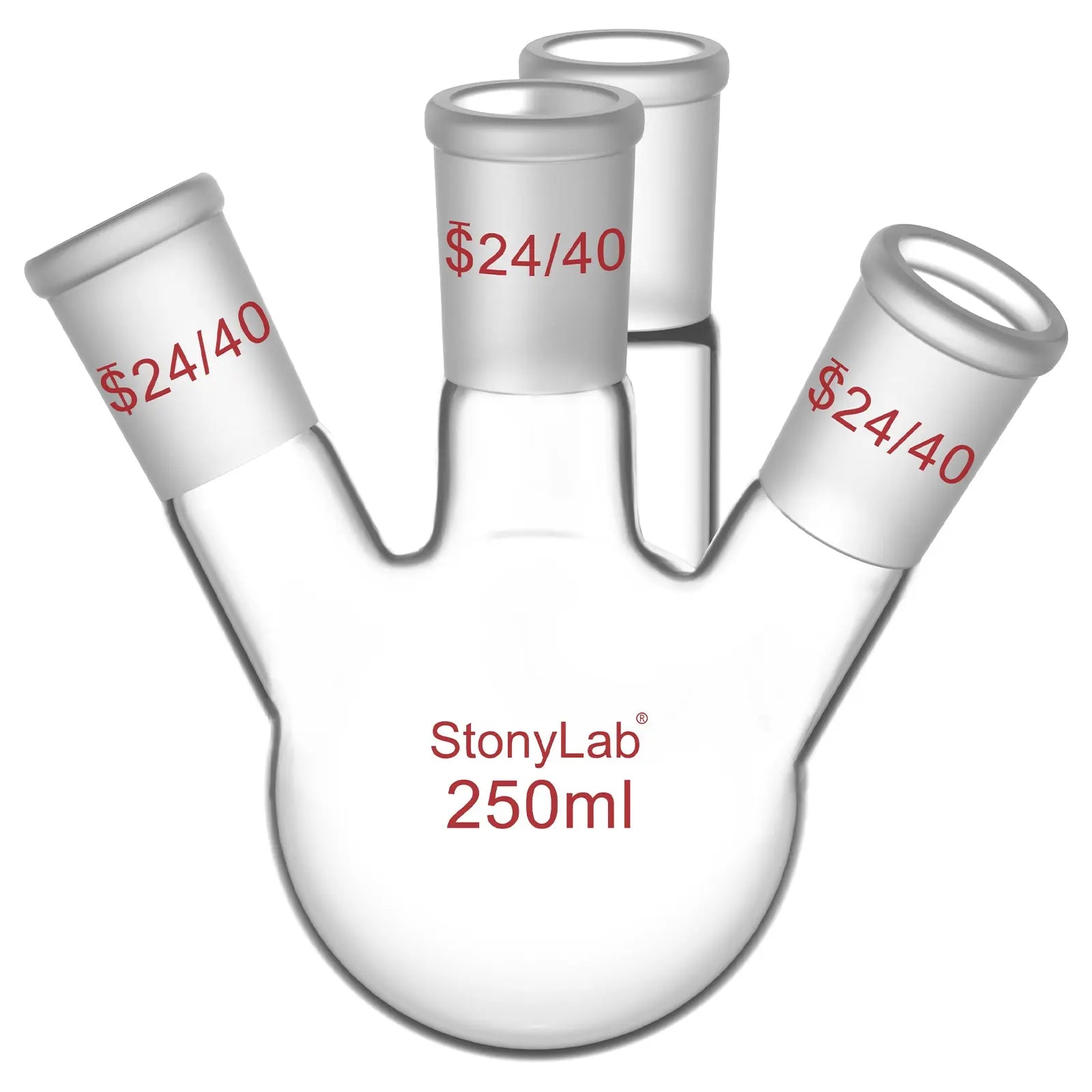 Comprehensive product view and setup components for StonyLab 4-Neck Round Bottom Flask