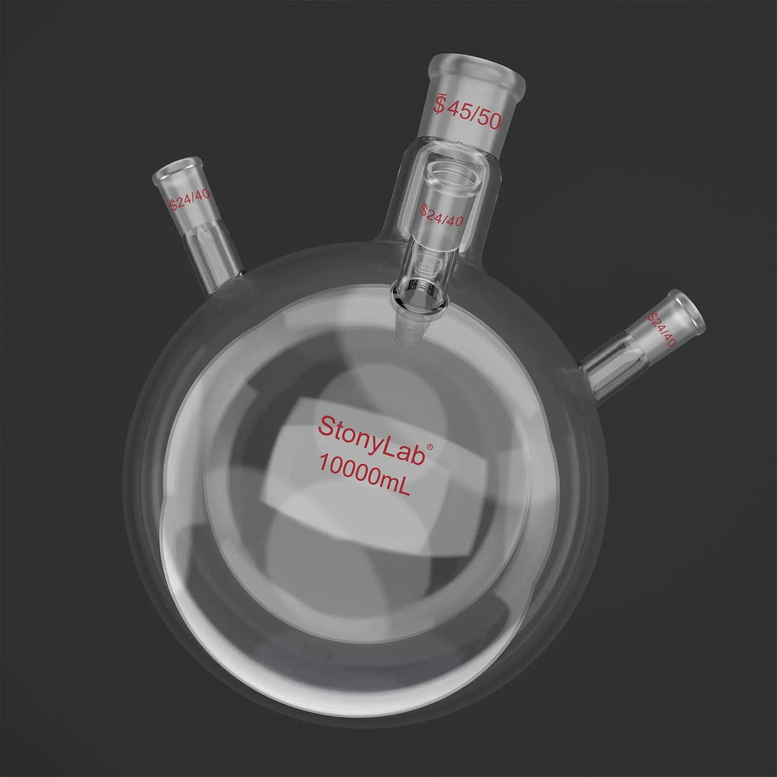 Comprehensive product view and setup components for StonyLab 4-Neck Round Bottom Flask