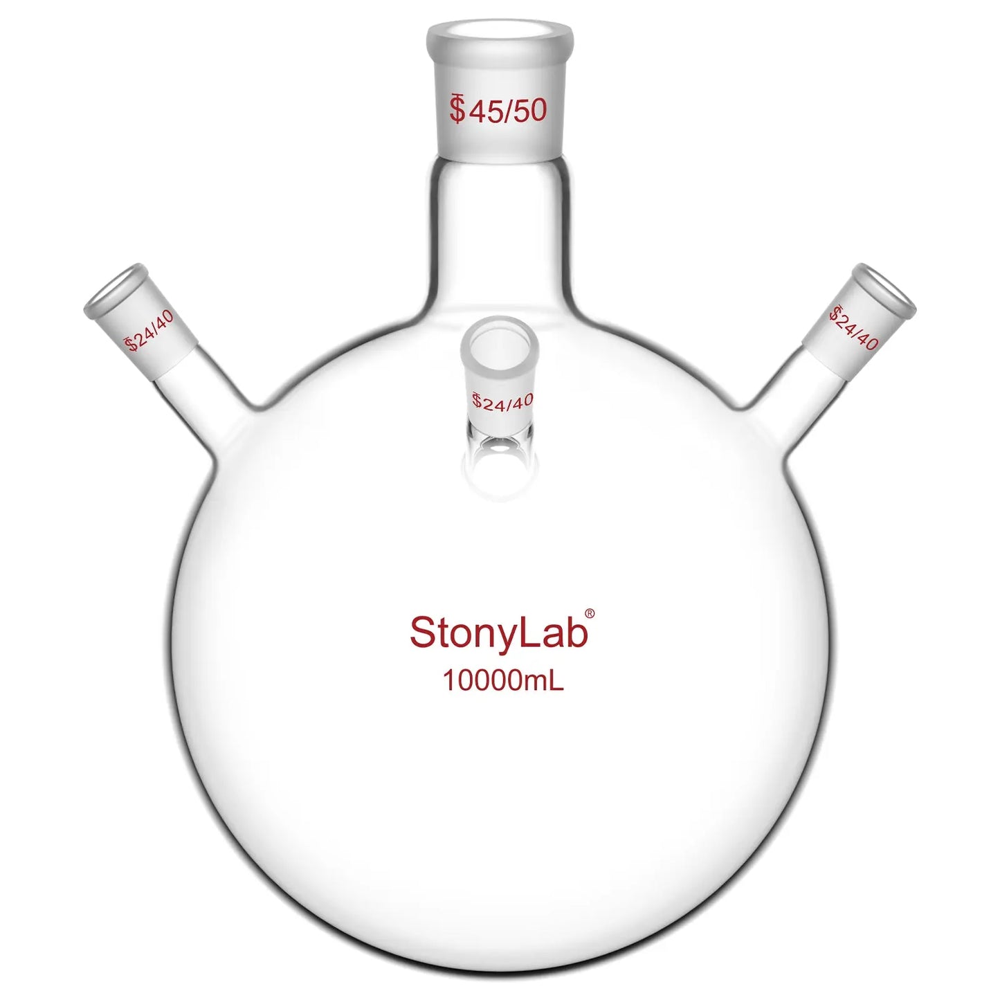 4 Neck Round Bottom Flask, 45/50 Center and Three 24/40 Side Joints, 5-20 L Flasks-Round Bottom-4 Neck