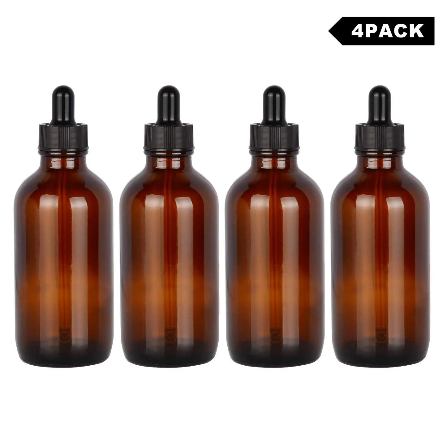 4 Pack 120ml Amber Dropper Bottle, Glass Dropper with Inner Plug and Label Bottles - Dropper Bottles