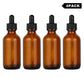 4 Pack 60ml Amber Dropper Bottle, Glass Dropper with Inner Plug and Label Bottles - Dropper Bottles