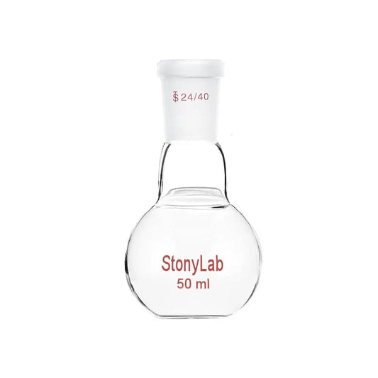 Single Neck Flat Bottom Flask, 24/40 Joint, 50-5000 ml - StonyLab Flasks - Flat Bottom 50-ml