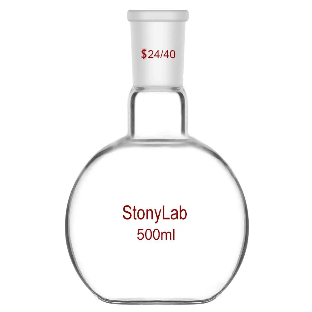 Single Neck Flat Bottom Flask, 24/40 Joint, 50-5000 ml - StonyLab Flasks - Flat Bottom 500-ml