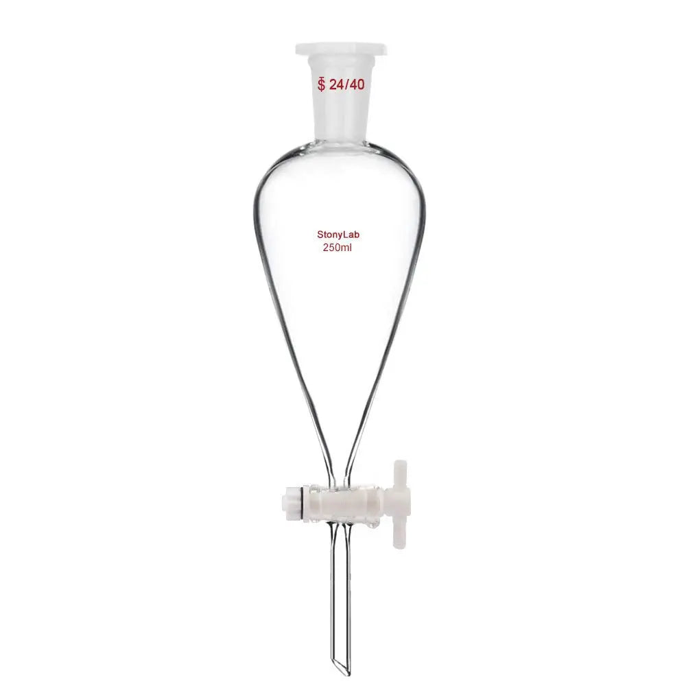 Conical Separatory Funnel with 24/40 Joints and PTFE Stopcock, 60-2000 ml - StonyLab Funnels - Separatory 250-ml