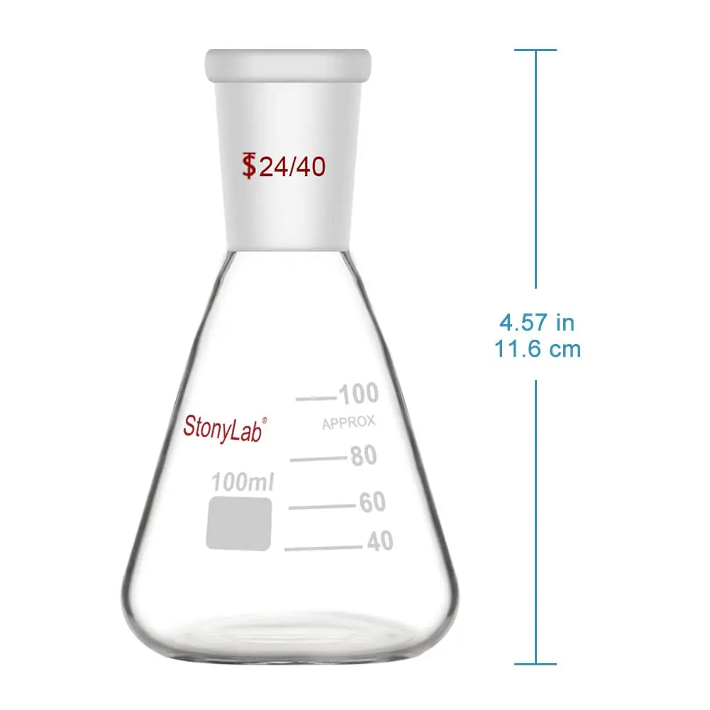 Glass Erlenmeyer Flask with 24/40 Standard Taper Outer Joint,50 ml Flasks - Erlenmeyer