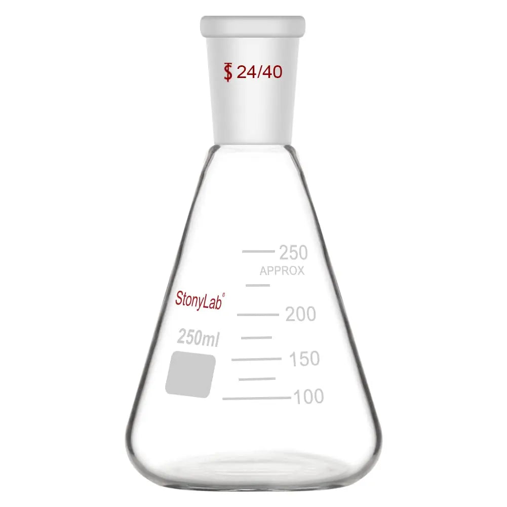 Glass Erlenmeyer Flask with 24/40 Standard Taper Outer Joint,50 ml - StonyLab Flasks - Erlenmeyer 250-ml