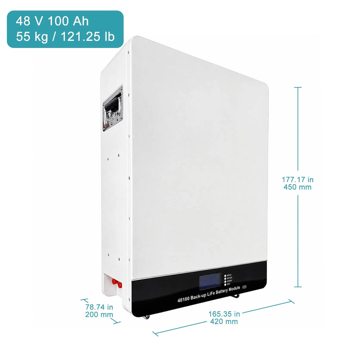 48 V (51.2 V) LiFePO₄ wall-mounted energy storage system, 100–300 Ah, 5–15 kWh, with built-in BMS and smart monitoring StonyLab