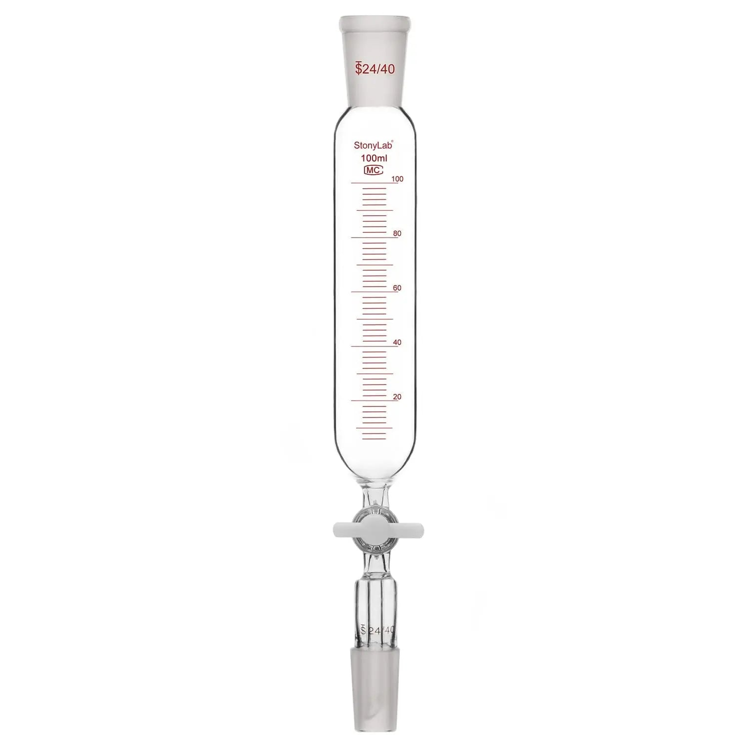 Pressure Equalizing Addition Funnel, 24/40 Joint, PTFE Stopcock, 100/500 ml - StonyLab Funnels - Glass/Powder/Weighing/Equalizing 