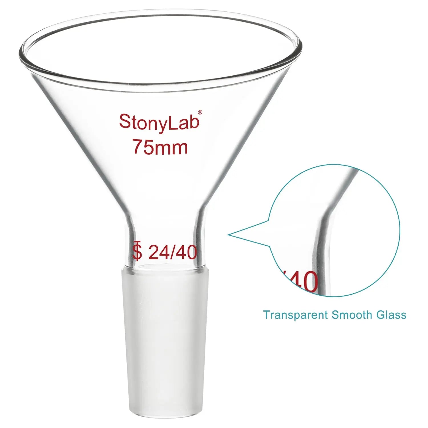 StonyLab 60¡ã Offset Borosilicate Glass Powder Funnel heavy duty chemical processing configuration