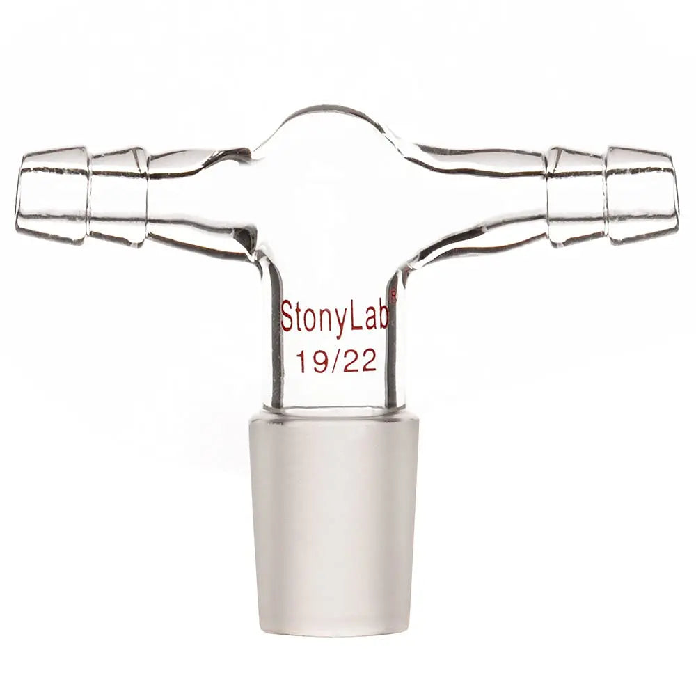 T-Shape Dual Hose Vacuum/Inert Gas Inlet Adapter with Dual 3/8 inch Hose Connections Adapters - Inlets / Thermometer 19-22