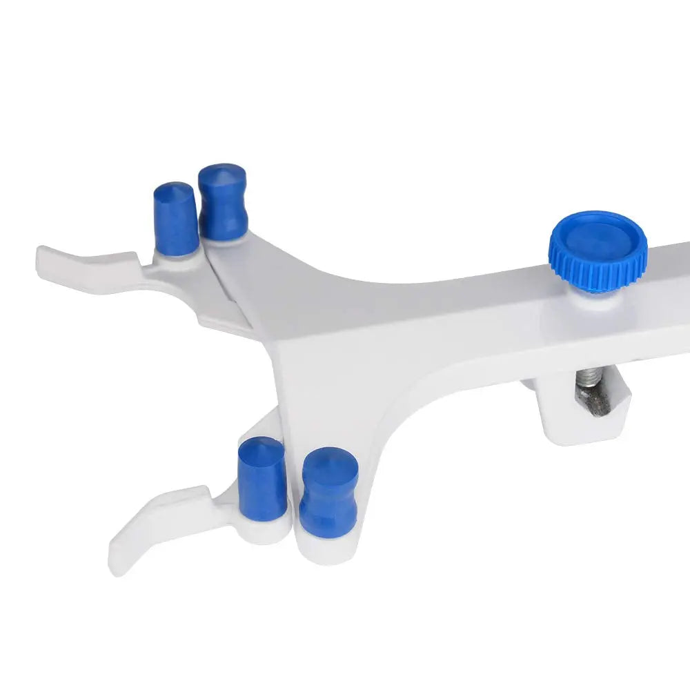 Side view and dimensional layout of the durable StonyLab Aluminum Double Burette Clamp