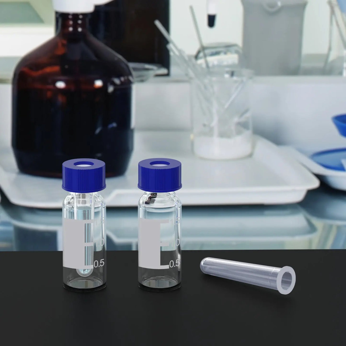 Amber Autosampler Vials with PP Inserts, 100-Pack, 2 ml