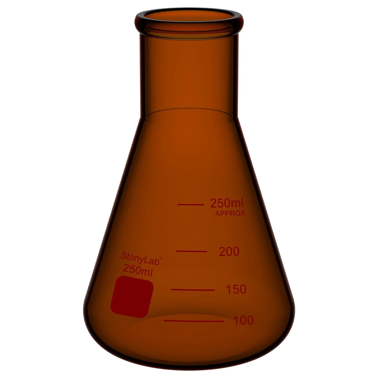 Comprehensive product view and setup components for StonyLab Amber Narrow Mouth Erlenmeyer Flask