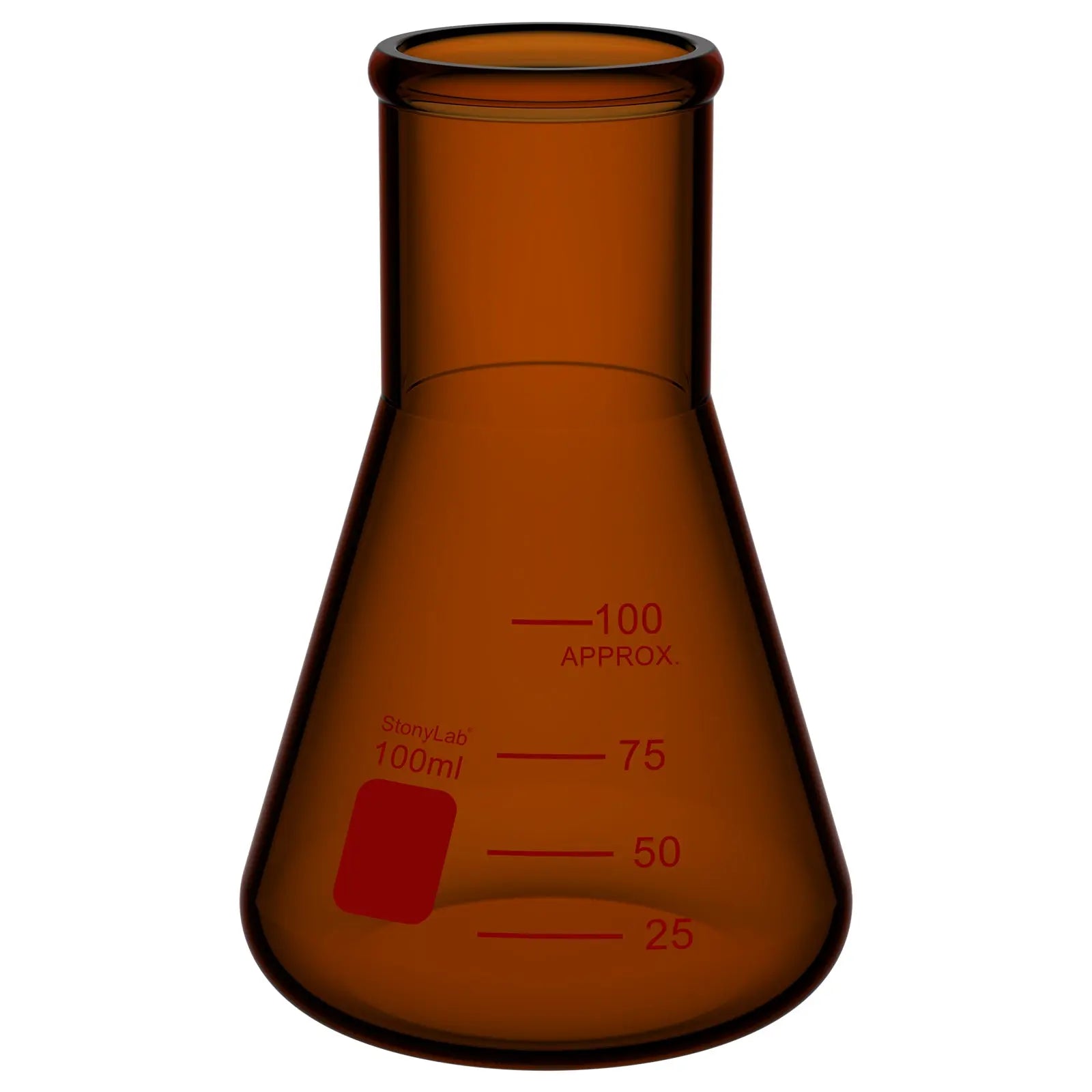 Comprehensive product view and setup components for StonyLab Amber Narrow Mouth Erlenmeyer Flask