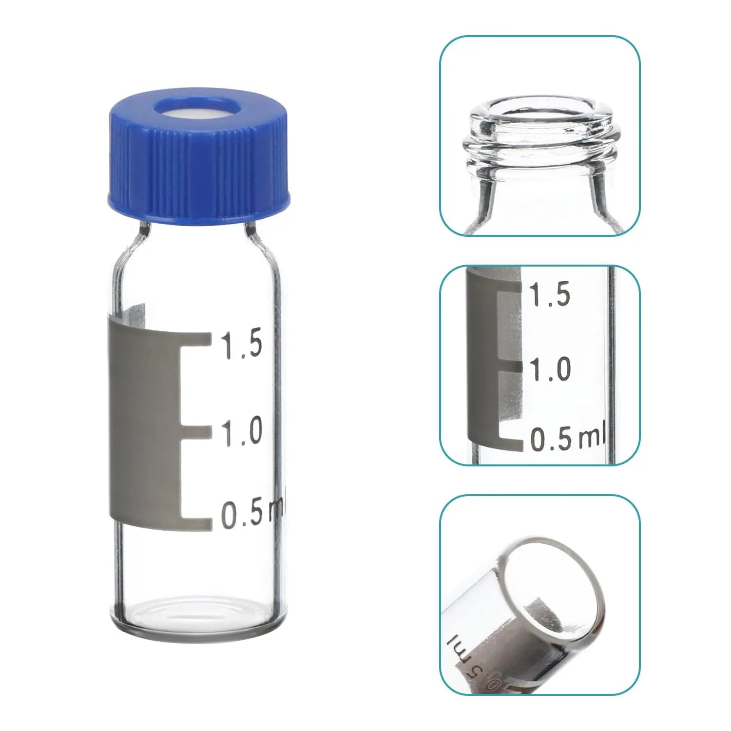 Side view and dimensional layout of the durable StonyLab Transparent Autosampler Vials with Cap Liners
