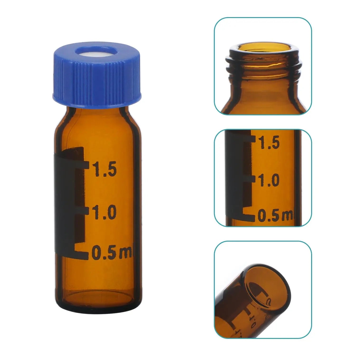 Side view and dimensional layout of the durable StonyLab Brown Autosampler Vials with Cap Liners