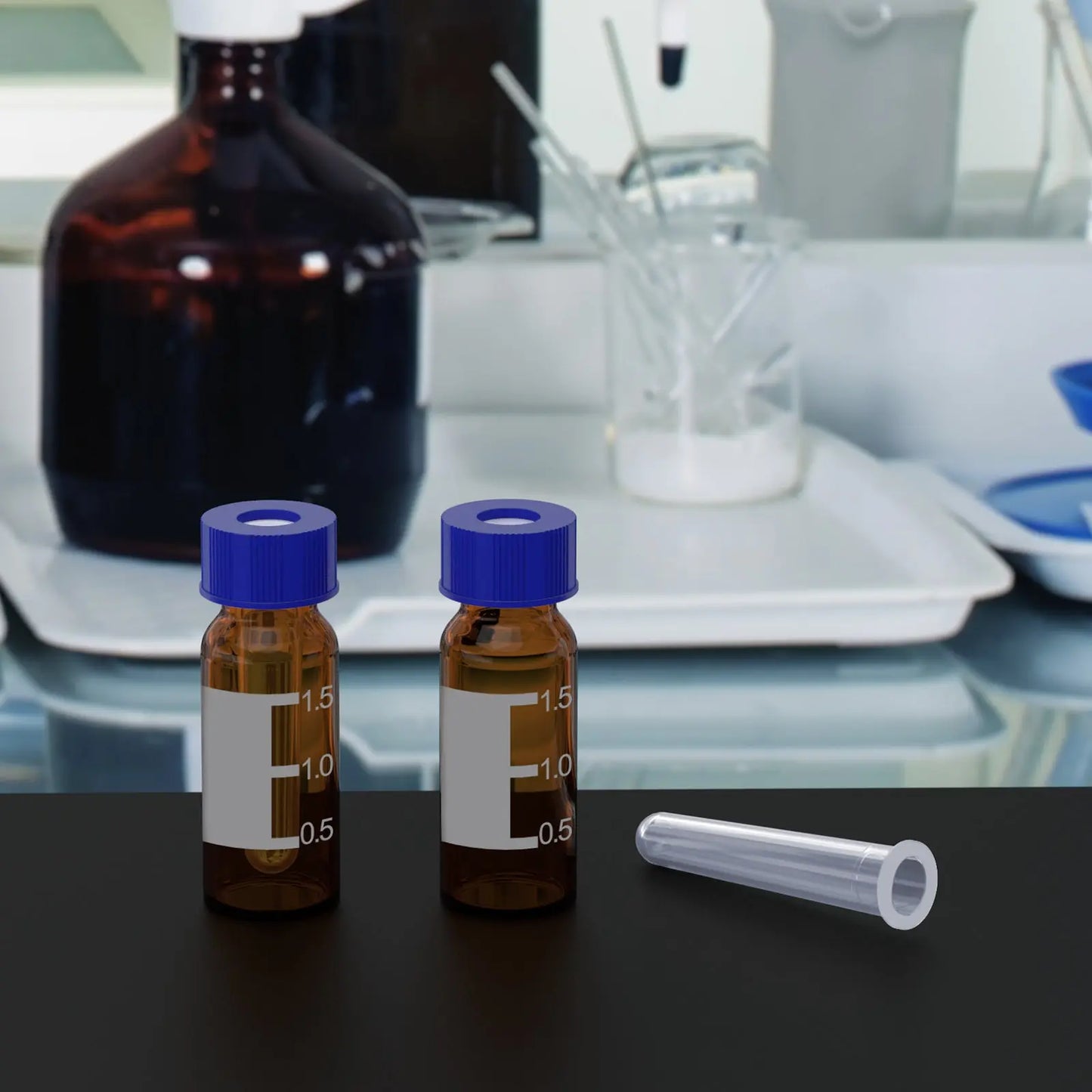 Autosampler Vials with PP Inserts, 100-Pack, 2 ml