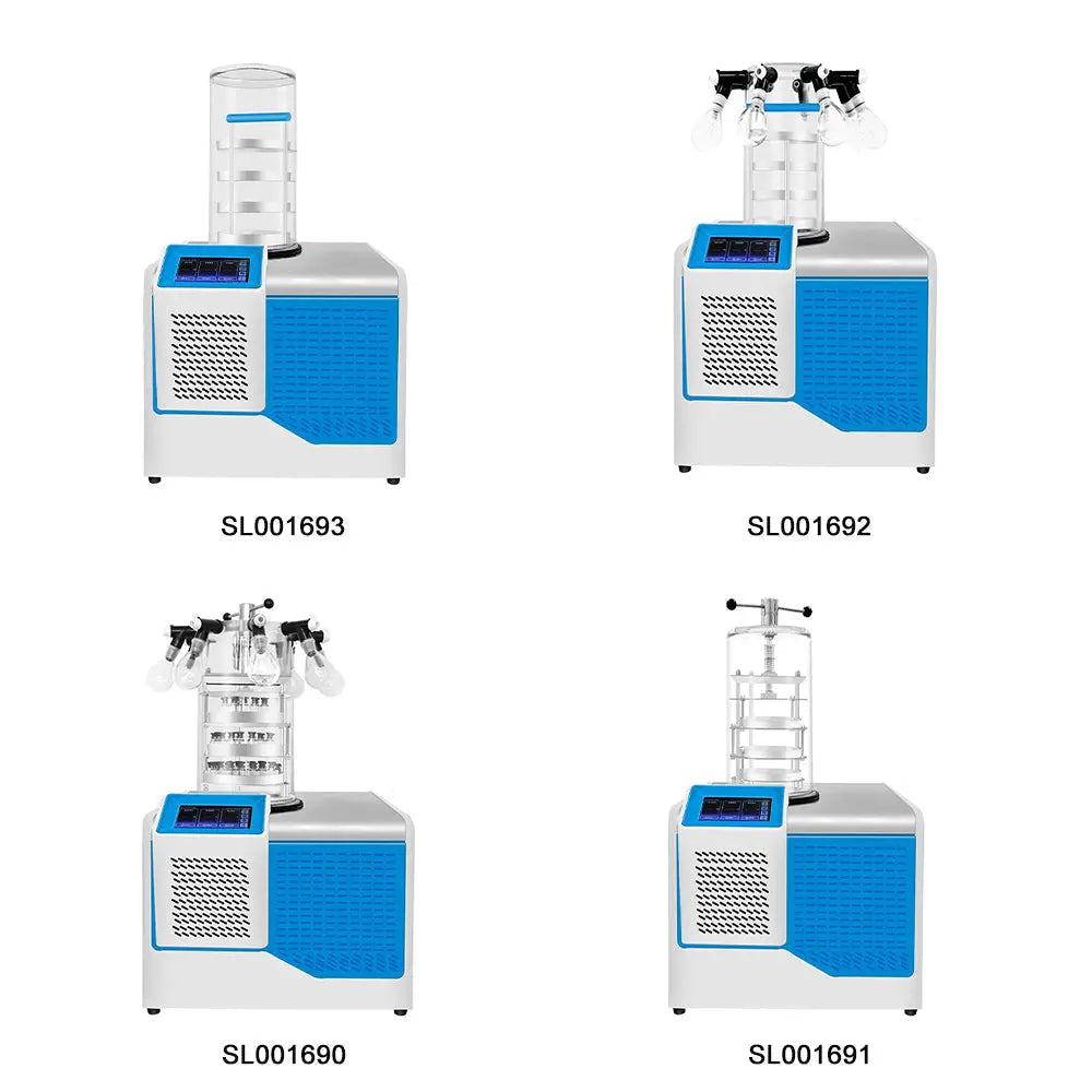 Close-up view showing the precise design and material of StonyLab Benchtop Freeze Dryer with Vacuum Pump