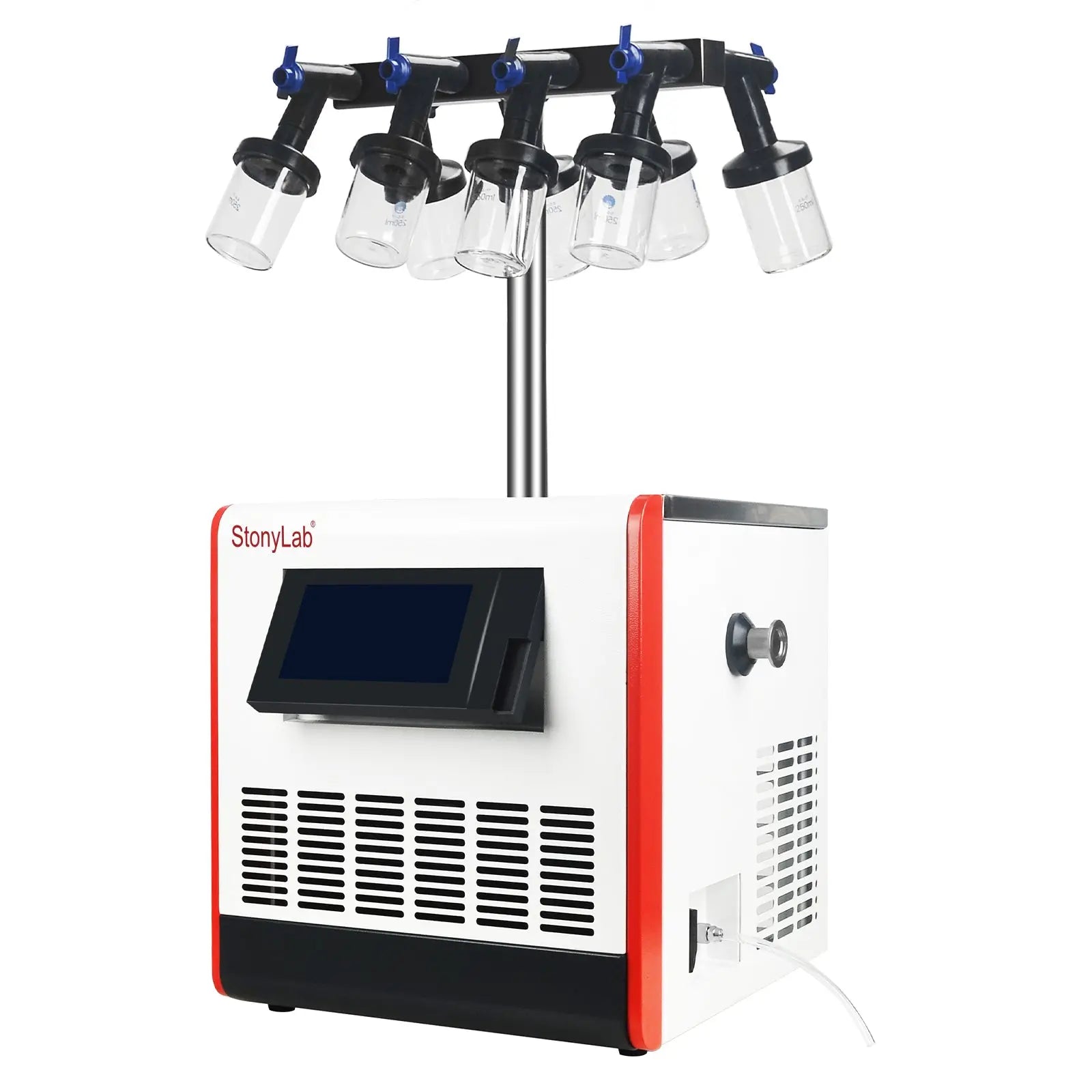 Comprehensive product view and setup components for StonyLab Benchtop Freeze Dryer with Vacuum Pump