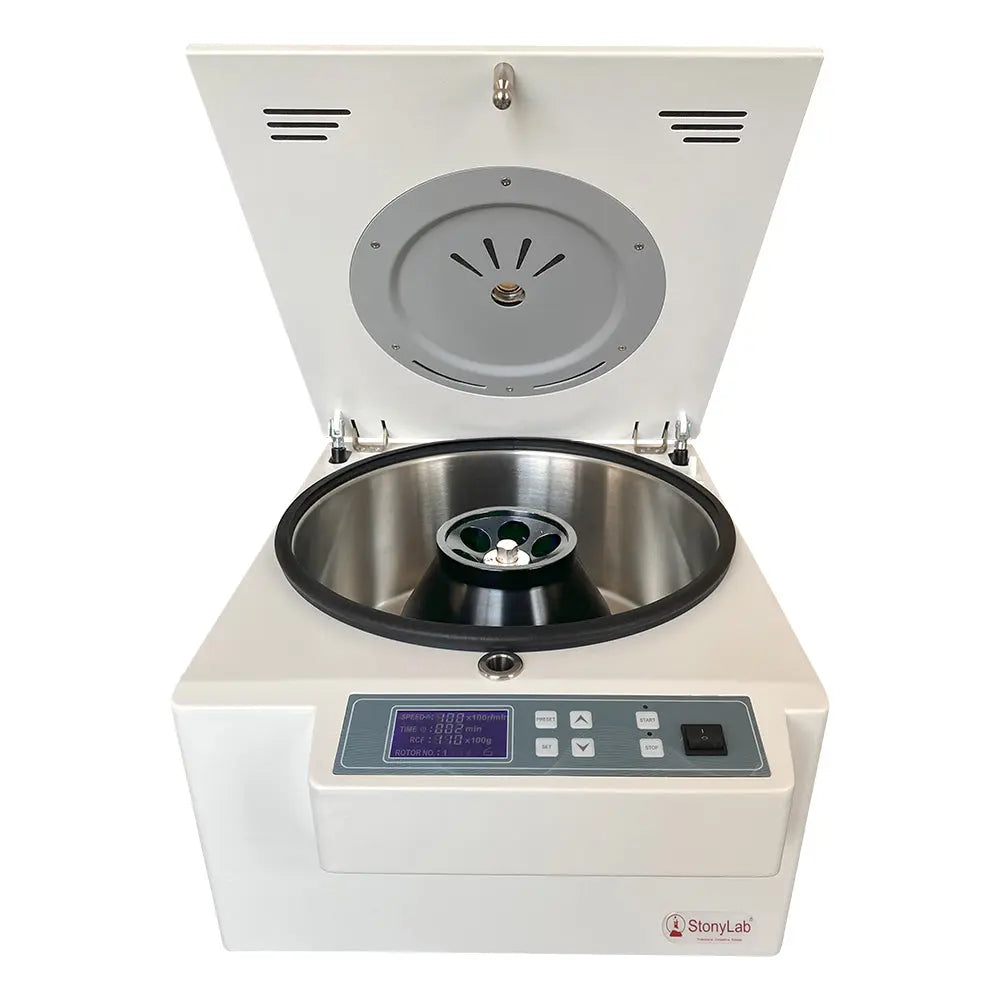 Close-up view showing the precise design and material of StonyLab Benchtop High-Speed Centrifuge