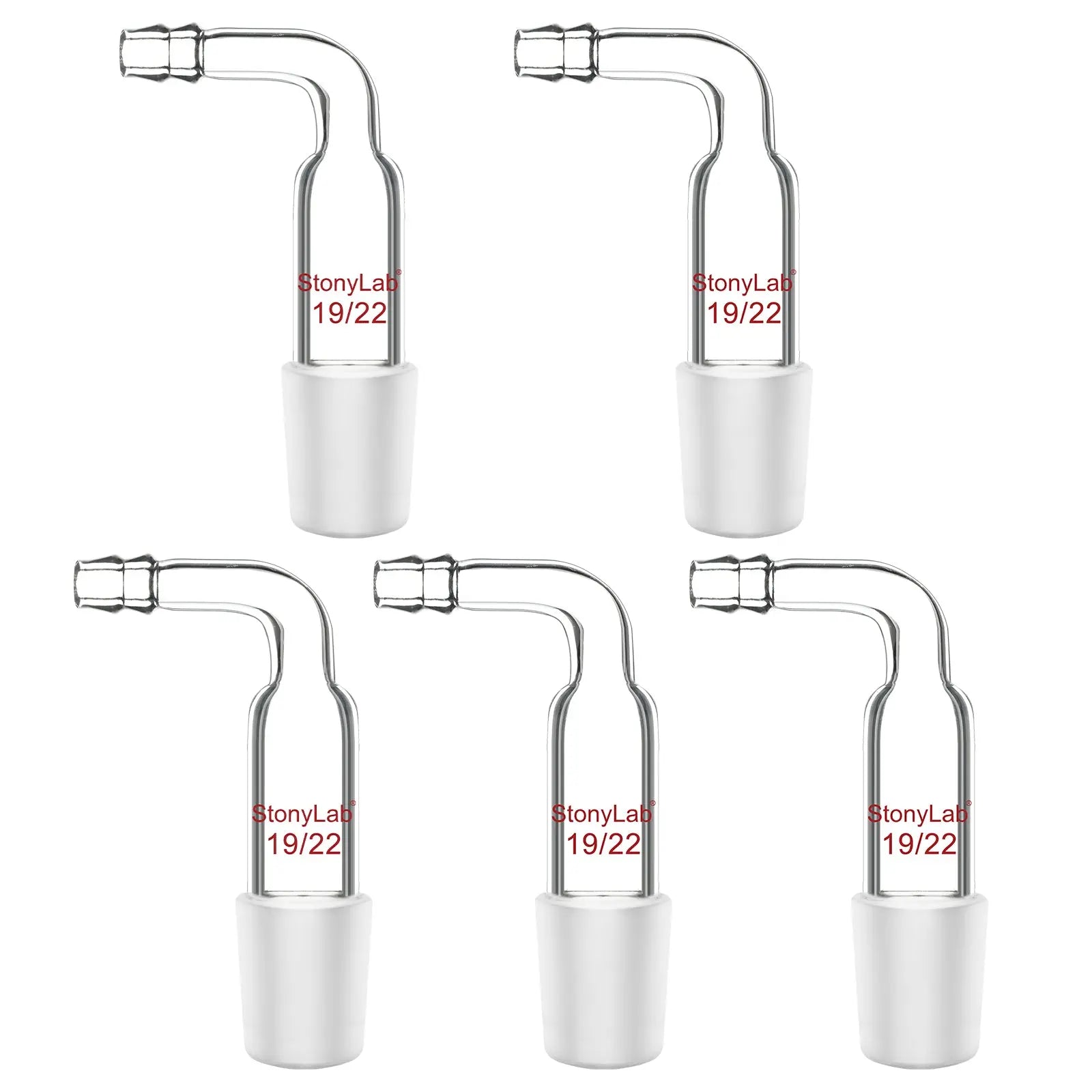 Comprehensive product view and setup components for StonyLab Bent Inlet Adapter with a 10 mm Hose Connection and Male Joint