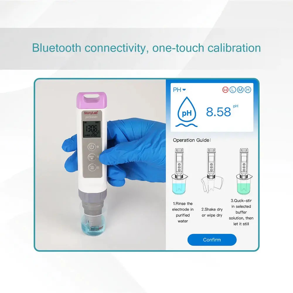 Comprehensive product view and setup components for StonyLab Bluetooth Pen-Type Multiparameter pH Meter