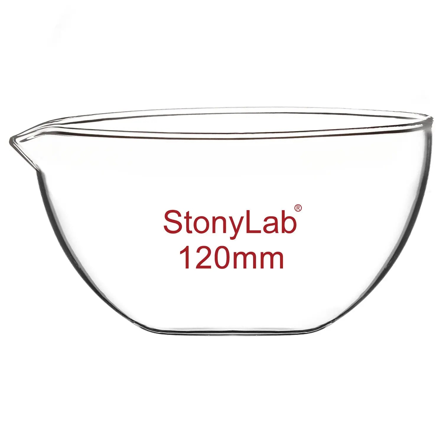 Side view and dimensional layout of the durable StonyLab Evaporating Dish