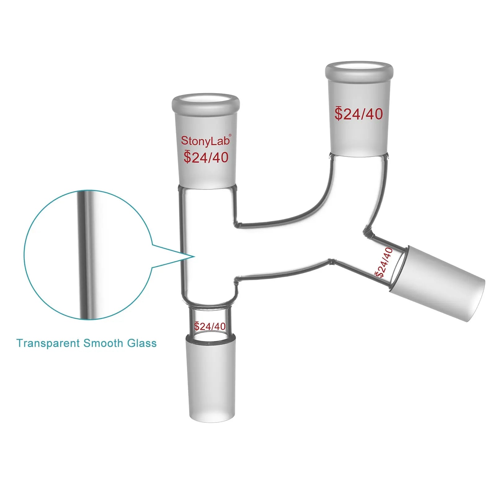 Side view and dimensional layout of the durable StonyLab Claisen Distillation Connecting Adapter