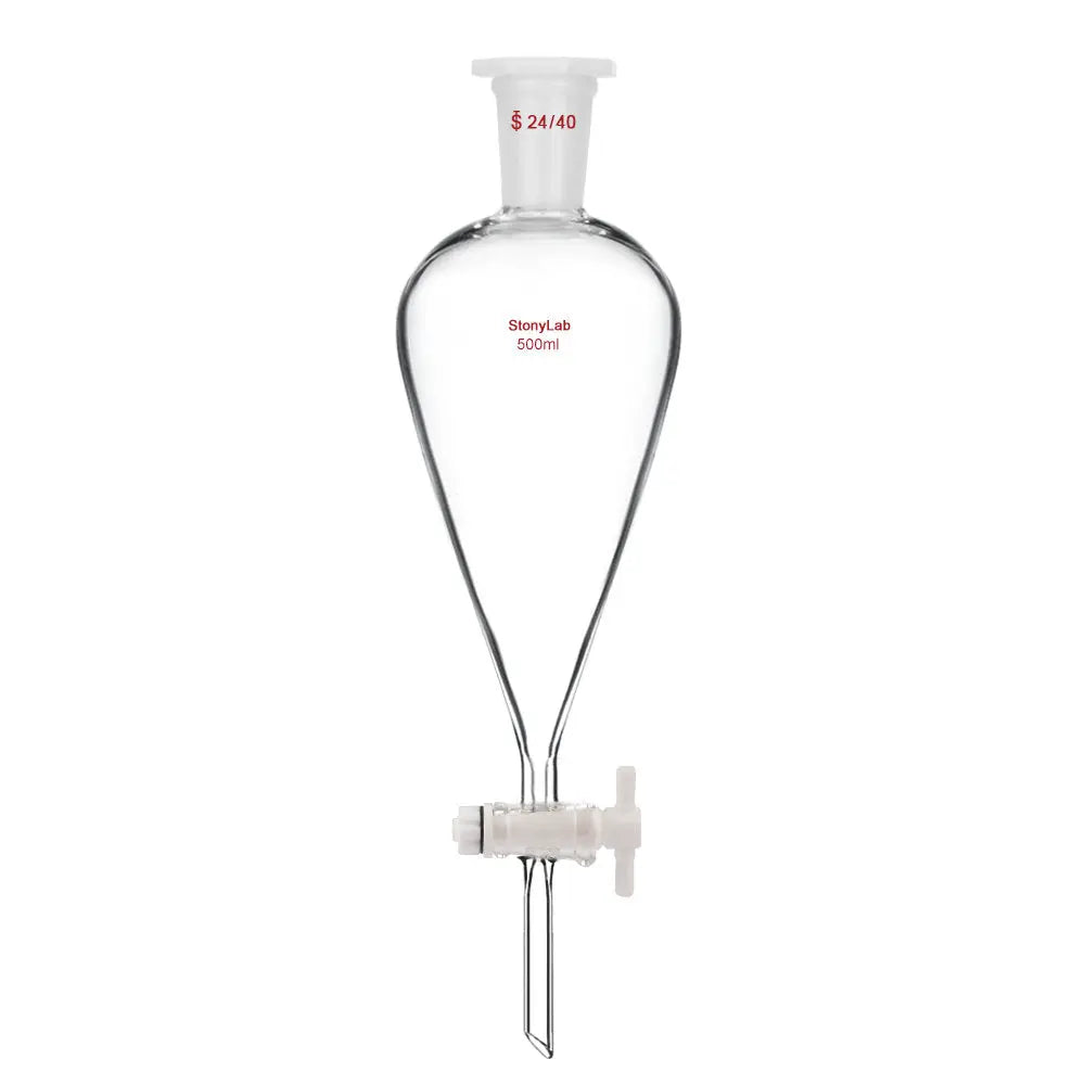 StonyLab Conical Separatory Funnel with Plastic Stopper and PTFE Stopcock for professional laboratory applications