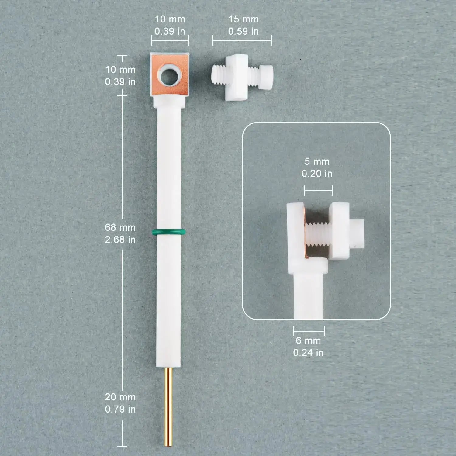 Side view and dimensional layout of the durable StonyLab Copper Sheet Electrode Holder