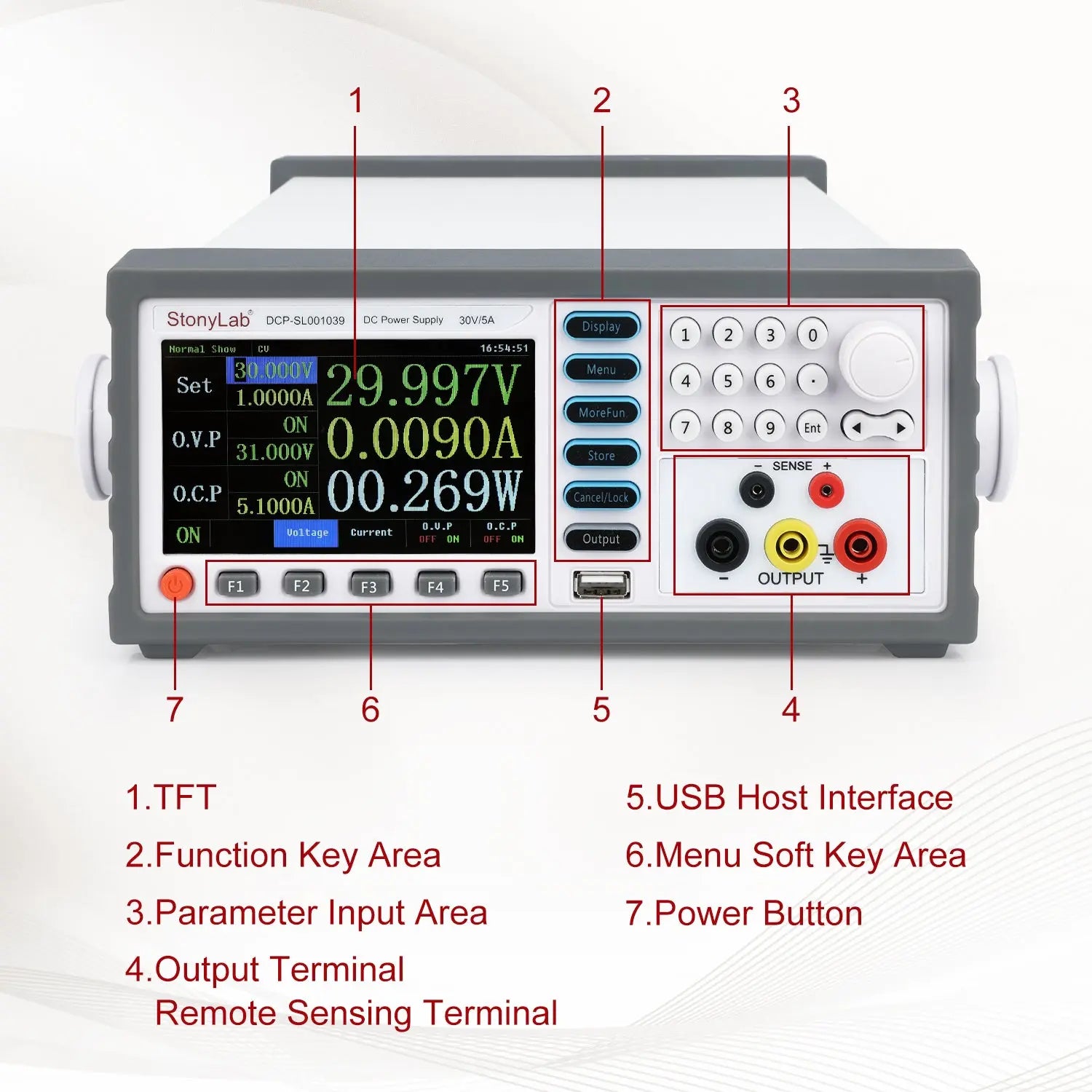 Side view and dimensional layout of the durable StonyLab DC Power Supply
