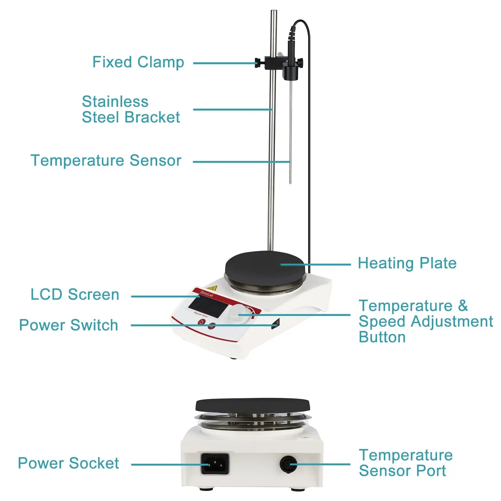 Detailed structural assembly component for StonyLab Digital Heating Magnetic Stirrer with Temperature Sensor