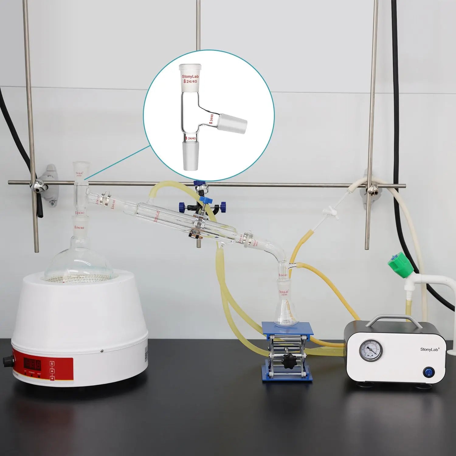 Comprehensive product view and setup components for StonyLab Distilling Connecting Adapter