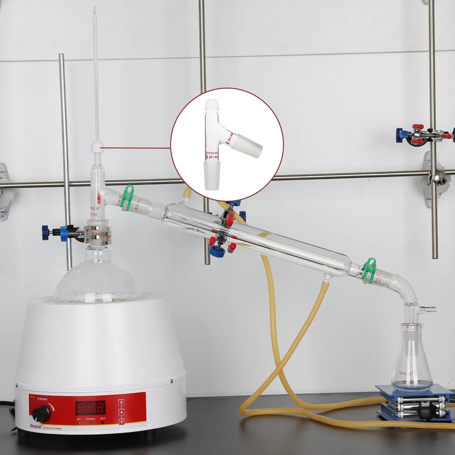 Alternative angle showing underlying build quality of StonyLab Distilling Thermometer Adapter with Screw Cap