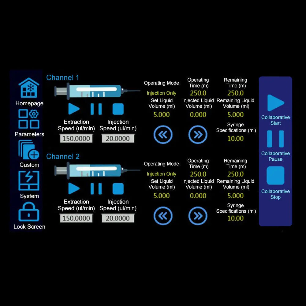 Dual-Control 4-Channel Syringe Pump for Electrical Safety, High-Voltage Resistant