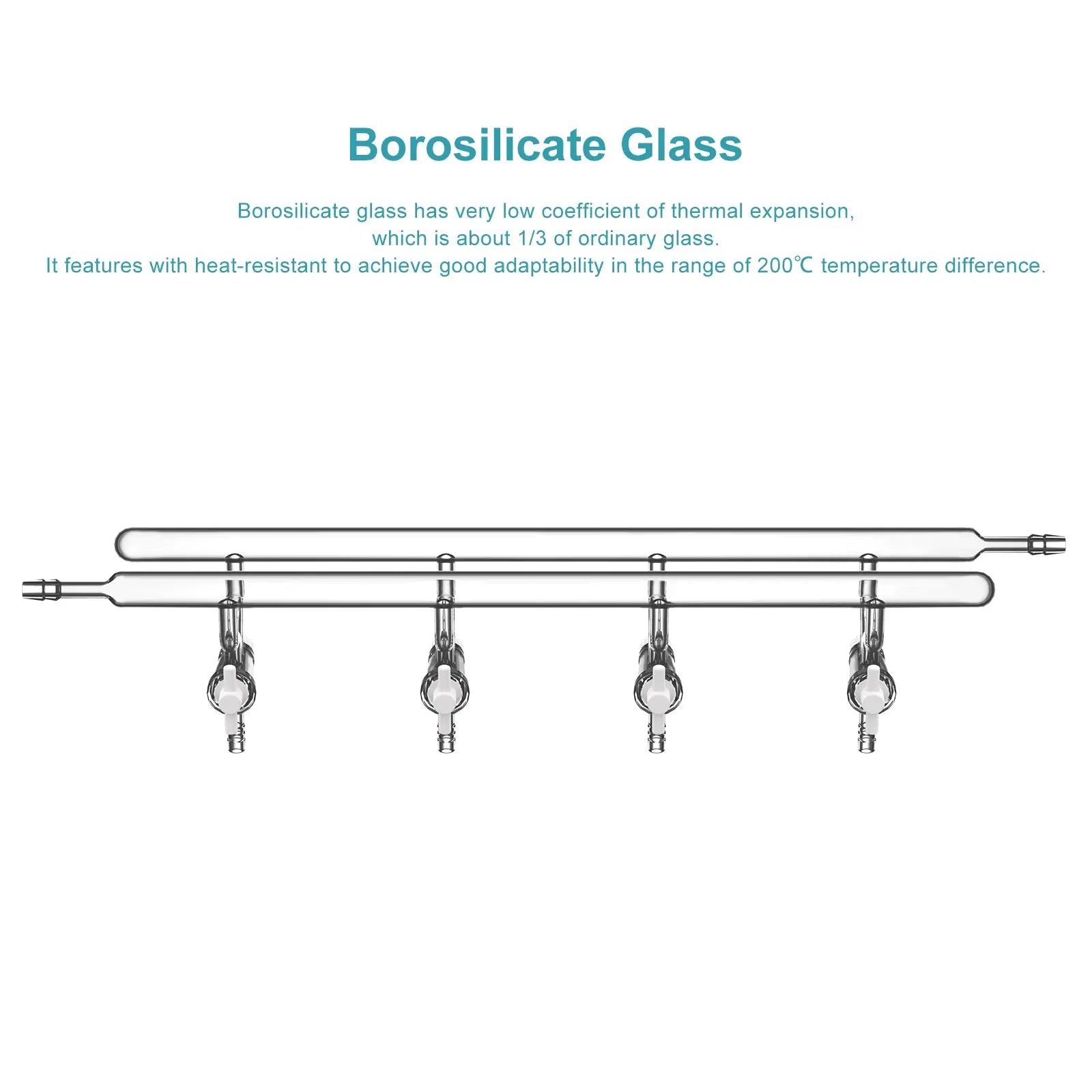 Side view and dimensional layout of the durable StonyLab Dual-Manifold with PTFE Stopcocks