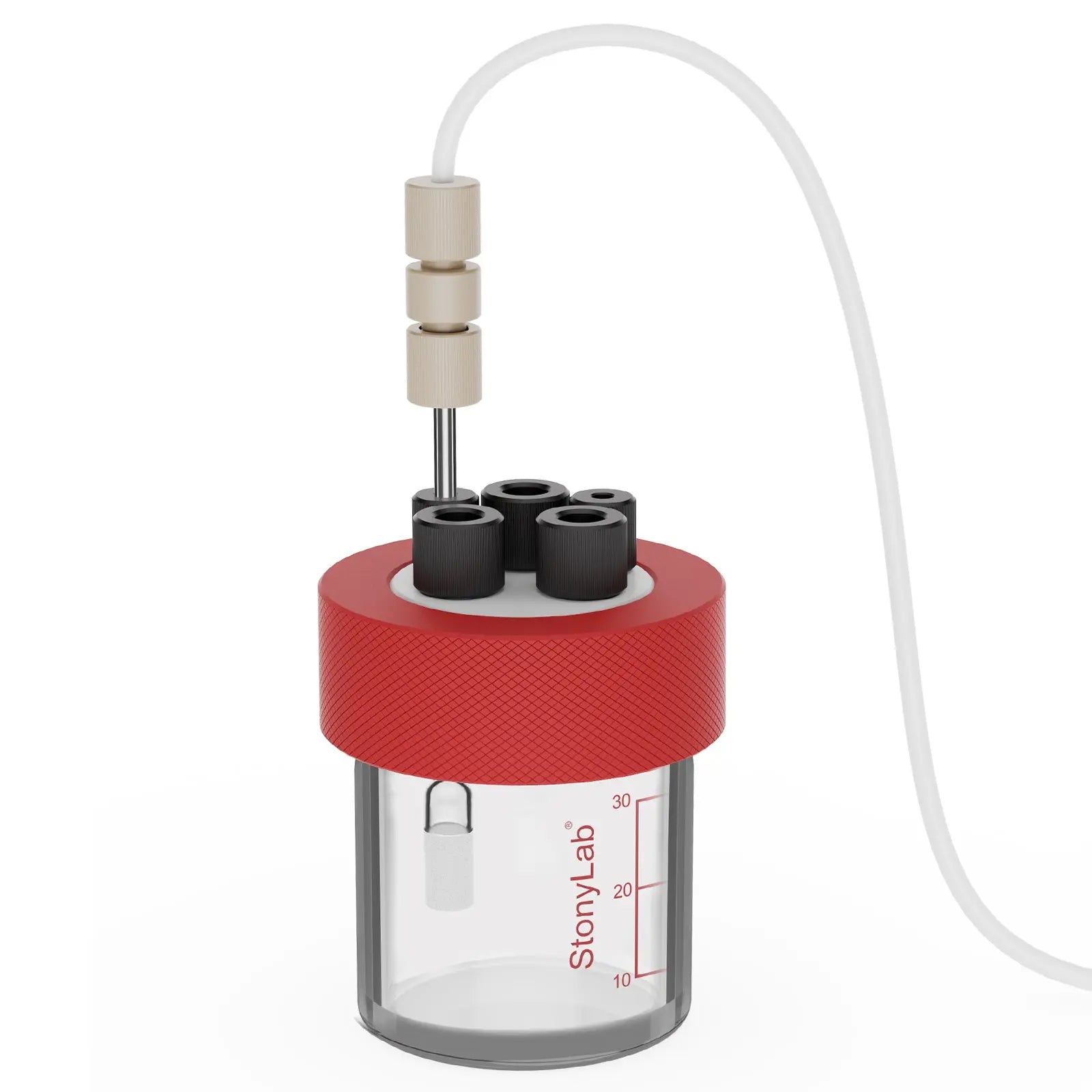 Electrochemical cell gas sparging kit with reusable PEEK connector and G1 borosilicate glass sparging tubes 3 mm OD StonyLab